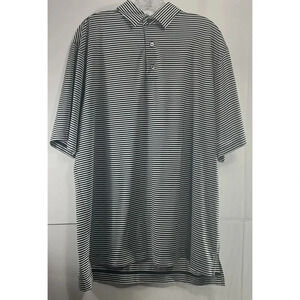 Footjoy FJ Dry Fit Polo Mens Size Large Navy Blue Striped Golf Shirt